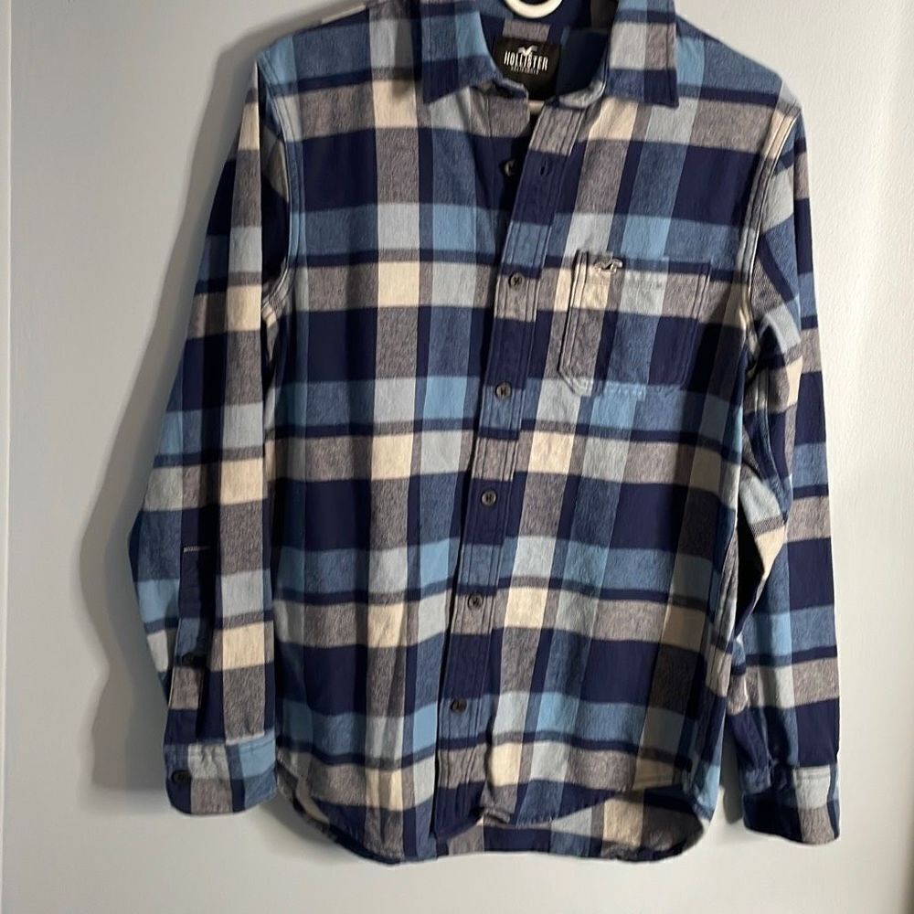 Hollister Blue Plaid Flannel Shirt Mens Small